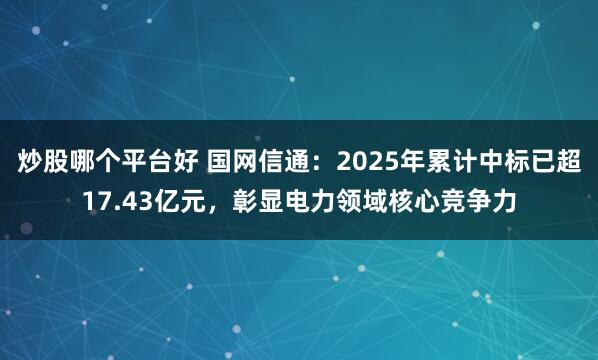 炒股哪个平台好 国网信通：2025年累计中标已超17.43亿元，彰显电力领域核心竞争力